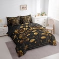 thumbnail image 3 of Homewish Female Men Women Luxury Floral Rose Twin Bedding Sets 7-Piece,Vintage Chic Flowers Bedding Comforter Set Microfiber,Black Golden Breathable Sheet Sets,Microfiber Bedroom Decor, 3 of 8