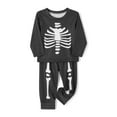 thumbnail image 3 of Halloween Family Matching Pajamas Adult Kids Skull Skeleton Print Long Sleeve Tops and Stretch Casual Pants Sleepwear, 3 of 10