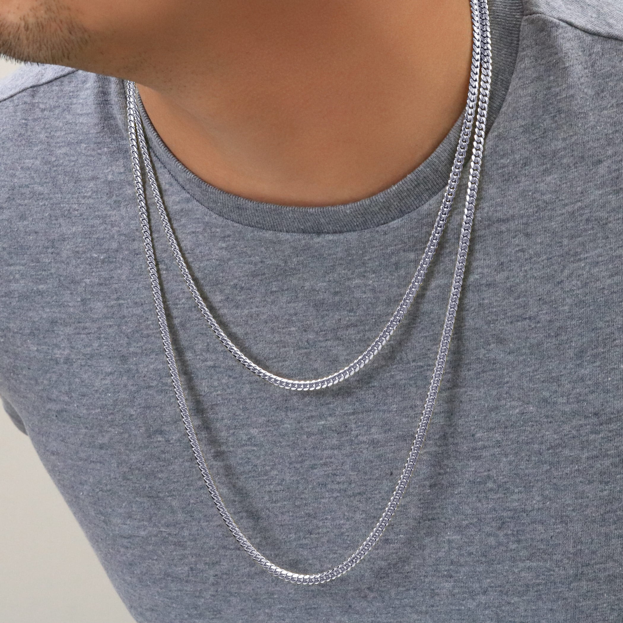 Nuragold 10K Real White Gold Solid Miami Cuban Link Chain Necklace 16"-30" (2.7mm-7mm) Italian Jewelry for Men & Women