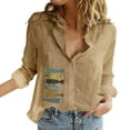 thumbnail image 2 of Brown Women Shirts, Fashion Women'S Loose Button Solid Lapel Long Sleeves T Shirt Blouse Tops,Women Shirts 4XL, 2 of 5
