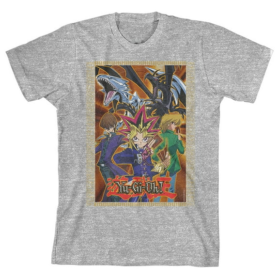 Yu-Gi-Oh Main Characters Youth Athletic Gray Graphic Tee-M