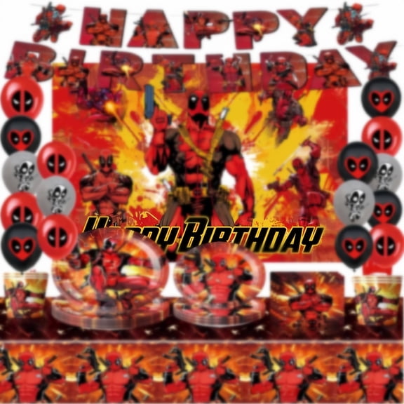 Anime Theme Party Decorations Tableware Set , 125PCS Anime Birthday Plates and Cups Napkins Tablecloth Birthday Decorations Tableware
