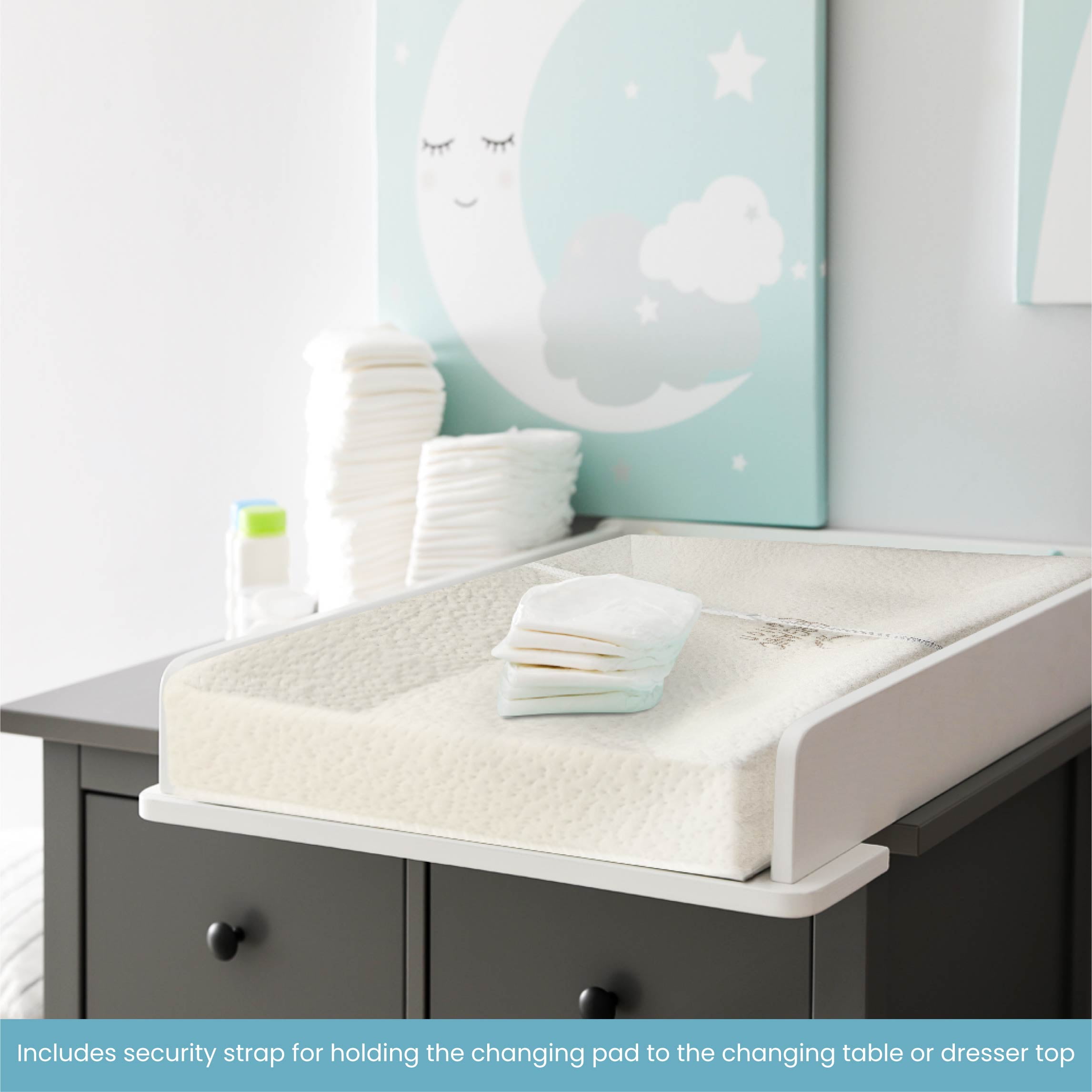 LA Baby 4-Sided 32" Diaper Changing Pad with 100% Organic Cotton Top Layer on Waterproof Cover, Ecru