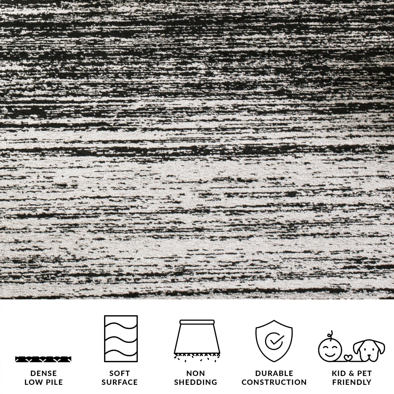 SAFAVIEH Adirondack Esmond Striped Area Rug, Silver/Black, 8' x 10' - Large - Modern Design, Silver & Black, Ideal for Living Room, Bedroom, Dining Space