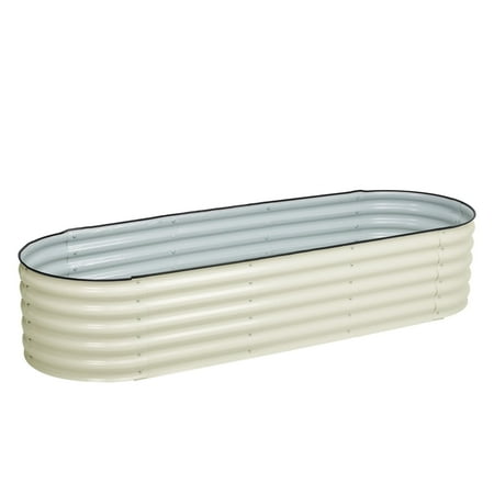 BPS 6-in-1 Modular Galvanized Metal Raised Garden Bed Kit, 5.5'x4' Outdoor Planter Box for Vegetables, Herbs & Flowers, Beige