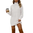 thumbnail image 4 of SeekIslan Women's Sweaters with High Neck Long Sleeve Fringe Tunic Knit Pullover, 4 of 4