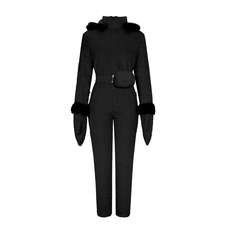 Women's Ski Suit in Black White, Zip Chest Pockets Snowfall Ski Suit, Ski  Suit Ladies, Ski Fitted Belted Ski Suit With Hood and Side Stripe -   Canada