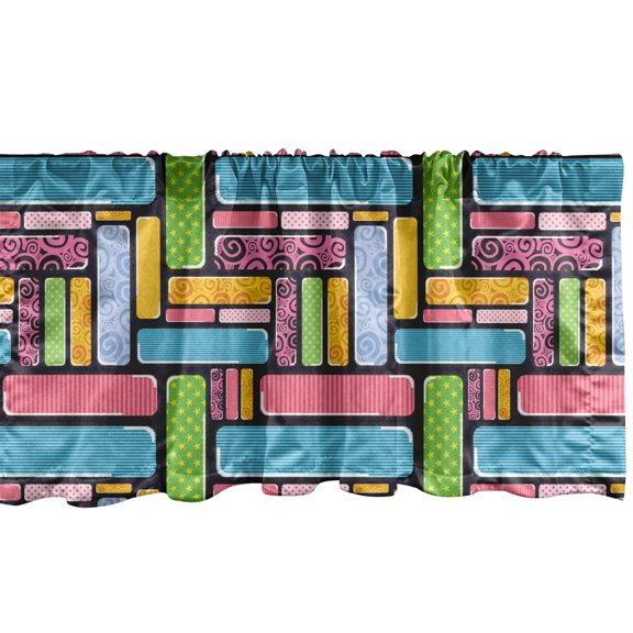 Ambesonne Abstract Window Valance, Stars Swirls Lines Dots, 54" X 12", Multicolor