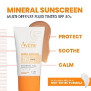 Avene Mineral Sunscreen Multi-Defense Fluid Tinted SPF 50+ Clean Formula Sunscreen for Sensitive Skin - Natural Tint, 1.3 fl oz