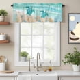 thumbnail image 2 of Summer Beaches Valance Curtain Gradient Green Ocean Sea Turtle Starfish Coastal Coral Window Valances Rod Pocket Short Curtains Window Treatments for Kitchen Bedroom Bathroom Laundry 60" x 14", 2 of 9