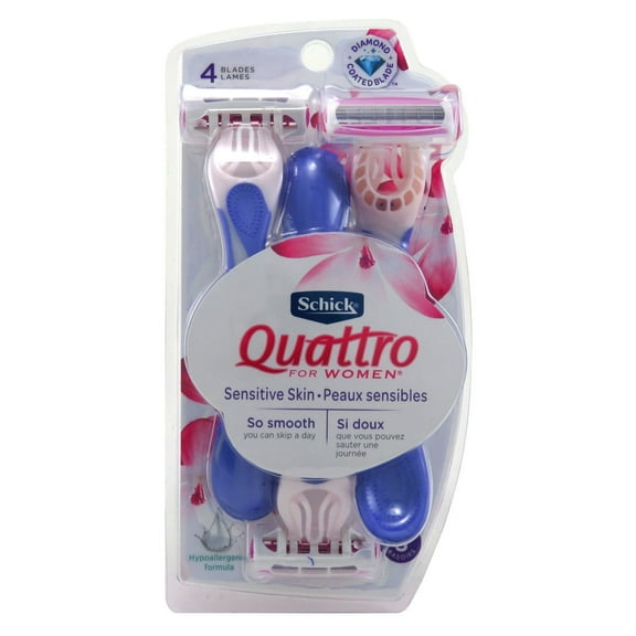 Schick Womens Quattro Razor Sensitive Disposable 3 Count (Pack of 3)