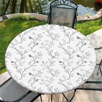 Round Fitted Tablecloth with Elastic Edge Design Table Cover Waterproof Stain-Resistant Wipeable Table Cloth Best for 42"-46" Round Tables for Outdoor Indoor Leaf