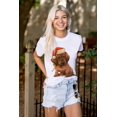 thumbnail image 3 of Christmas Brown Puppy Santa Hat Women's Graphic T Shirt Tees Brisco Brands S, 3 of 5
