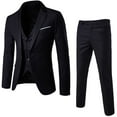 thumbnail image 3 of Men's Slim Fit Suit Set One Button Solid Jacket Vest Pants Business Set, 3 of 8