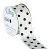 Offray Ribbon, White with Black Polka Dots 1 1/2 inch Grosgrain Polyester Ribbon, 9 feet