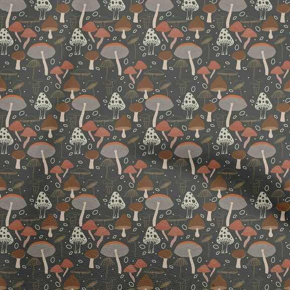 oneOone Polyester Spandex Gray Fabric Mushroom Quilting Supplies Print Sewing Fabric By The Yard 56 Inch Wide
