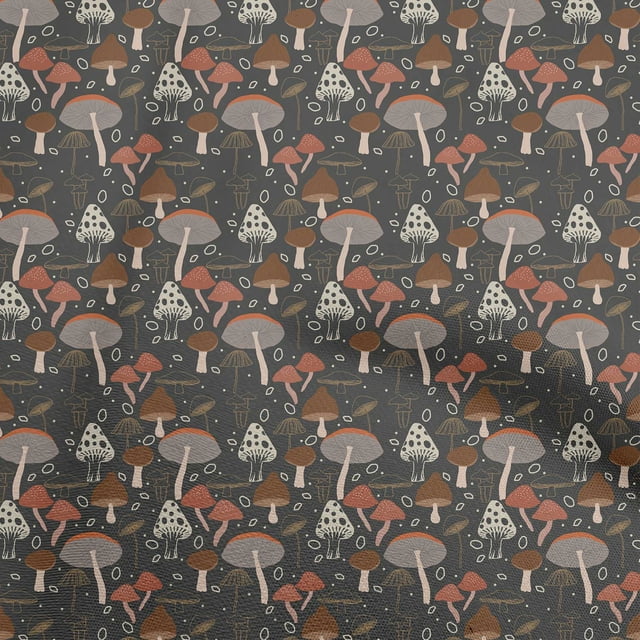 oneOone Rayon Gray Fabric Mushroom Craft Projects Decor Fabric Printed By The Yard 56 Inch Wide