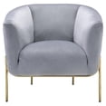 thumbnail image 3 of ACME Fauteuil d'Appoint en Velours Carlson avec Dossier en Tonneau Gris et Or, 3 of 7