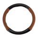 thumbnail image 1 of Cubierta de volante de cuero artificial PU Unique Bargains ABS Protector de volante de automóvil 14.96" Negro Marrón claro patrón de fibra de carbono, 1 of 6