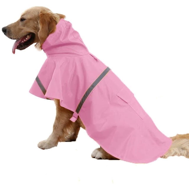 Impermeable ajustable con capucha para perros, impermeable y reflectante, chaqueta impermeable para perros, ropa de lluvia para perros pequeños, medianos y grandes (XL, rosa).