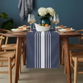 thumbnail image 2 of Vintage Striped Table Runner - 60 Inch Long, Kitchen Dining Table Runner Dresser Scarves, Midnight Blue Modern Simple Lines Farmhouse Decor for Coffee Tables Wedding Party Banquet, 2 of 8