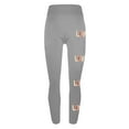 thumbnail image 5 of lcziwo Clearance Sales Today Sales Prime, Workout Leggings for Women Trendy Letter Graphic Print Compression Leggings Casual High Waisted Tummy Control Tight Yoga Pants Gray L, 5 of 7