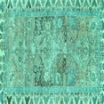thumbnail image 1 of Ahgly Company Machine Washable Indoor Square Persian Turquoise Blue Traditional Area Rugs, 4' Square, 1 of 4