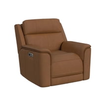 Walker Power Motion Recliner with Power Headrest and Lumbar in Aline Butternut