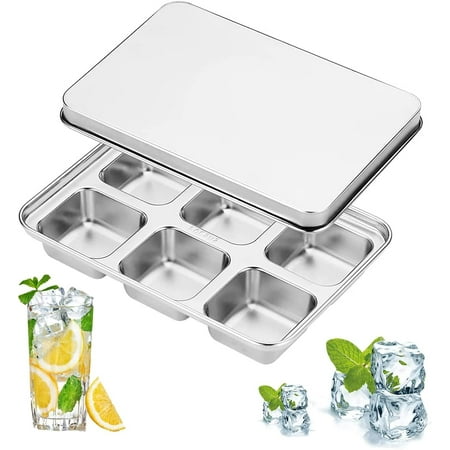 

Ice cube tray stainless steel 6-compartment ice cube tray with lid BPA free high-quality ice ball mold Reusable ice cube tray for chilled milk drinks whiskey and cocktails