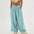 thumbnail image 5 of Womens High Waist Wide Leg Pants Casual Beach Loose Baggy Harem Pants With Pockets, 5 of 9
