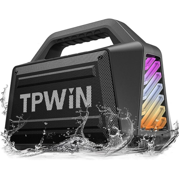 Bluetooth Speaker Wireless - Portable Loud Speakers 80W Peak, 20H Playtime, Light Show, TWS, Deep Bass, BT 5.3, IPX6 Waterproof for Outdoor Travel Camping Beach Pool - Black