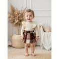 thumbnail image 4 of Loicainy Baby Toddler Girls Autumn Skirt Outfits 6 12 18 24 Months 2T 3T 4T Flying Sleeve Solid Color Tops A-line Plaid Skirt Clothes Set, 4 of 9