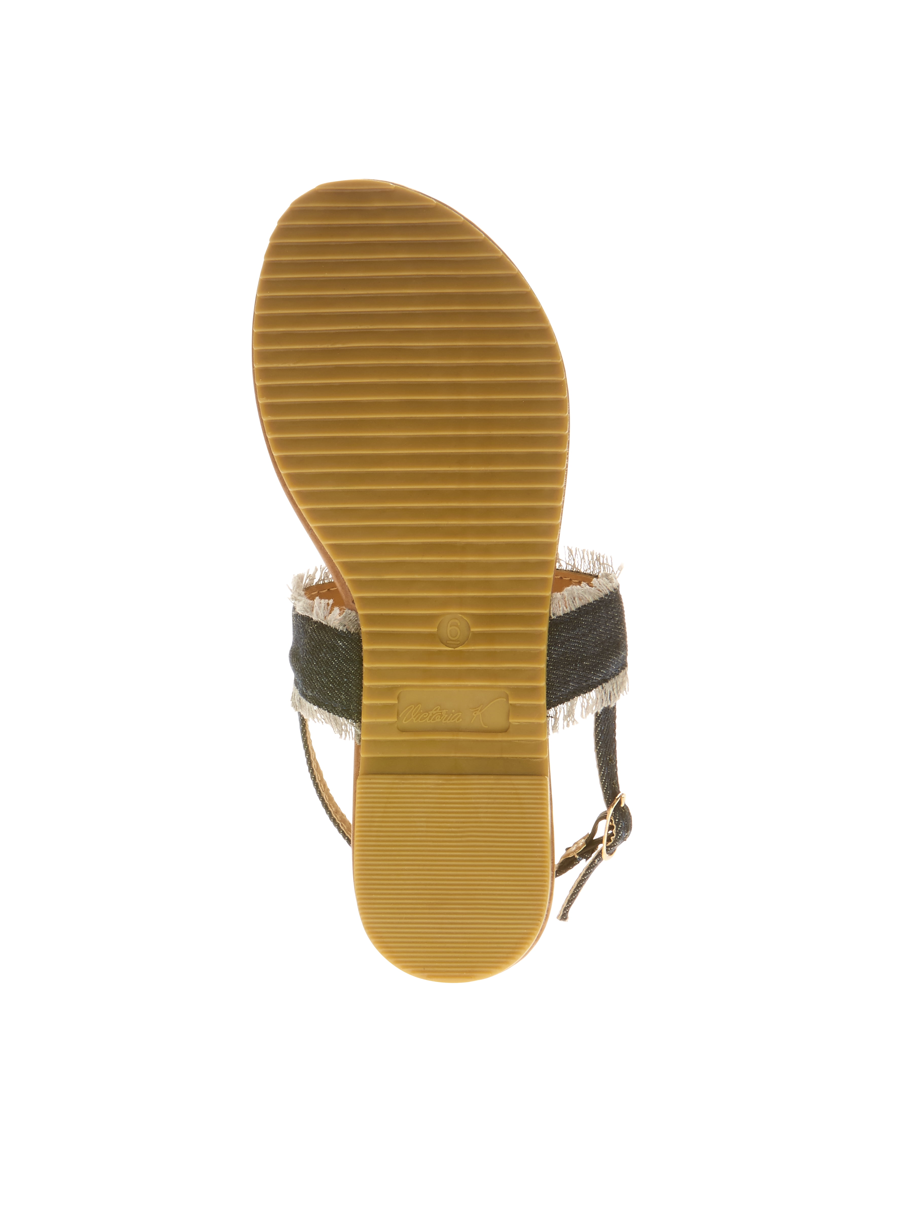 Victoria K Women's Denim and Pearls Sandals