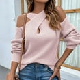 thumbnail image 2 of Vedolay Womens Long Sleeve Tops Women's Crewneck Cropped Sweater Long Sleeve Ribbed Knit Pullover Tops,Pink XL, 2 of 5