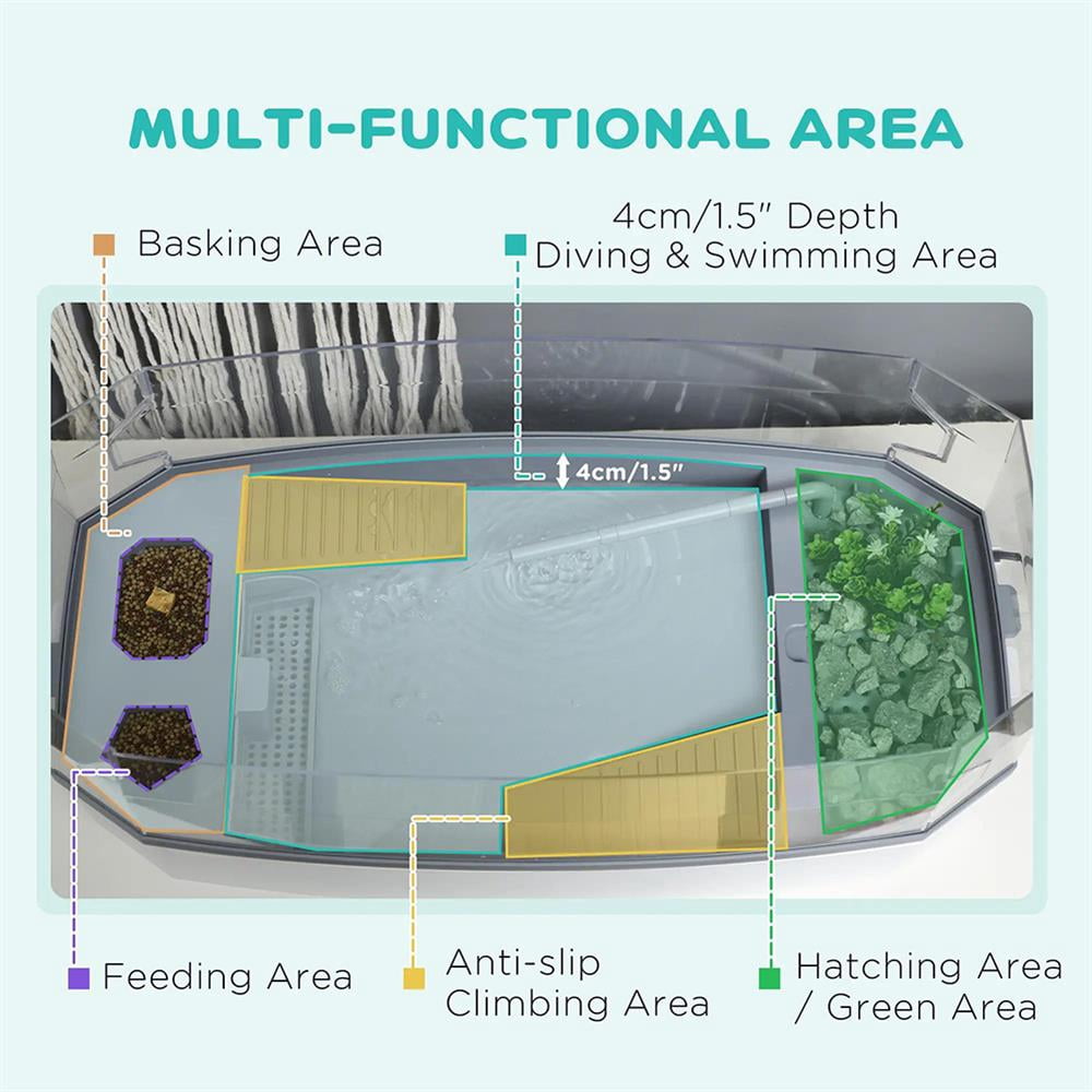 Topcobe Turtle Tank Kit, Turtle Aquarium with Basking Platform, Water Pump, Filter Layer Design, Full View Visually Reptile Habitat, Indoor Outdoor Pet Shelter, Small Animal Habitat