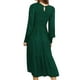 thumbnail image 2 of Vestidos largos de mujer Color sólido Casual una línea vestido de manga larga cuello redondo otoño Swing vestido de fiesta de vacaciones vestido de verano para damas, 2 of 3