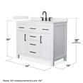 thumbnail image 4 of Beckett 42" White Single Vanity & Giotto Quartz Top (3-Hole) & Black Trim, 4 of 5