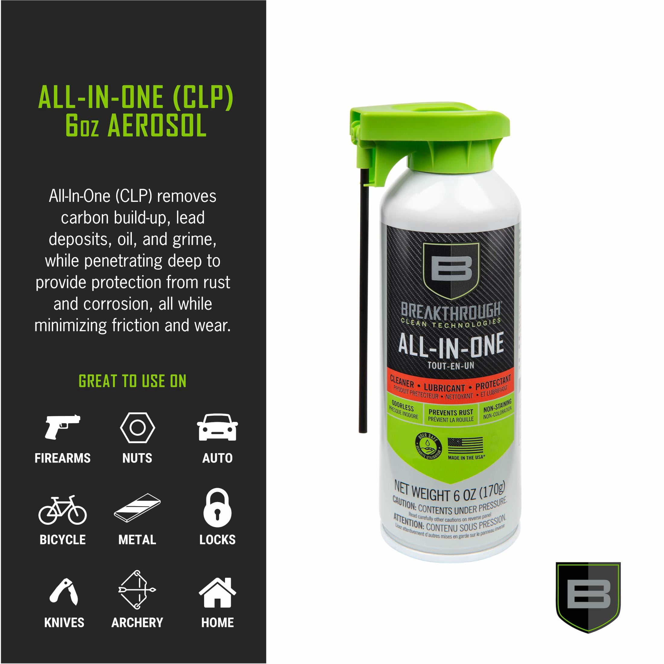 Breakthrough Clean Technologies Aerosol All-in-One (Clp), 6Oz, Clear, Gun Cleaning Solvent and Lubricant