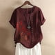thumbnail image 2 of Camisas de Manga Corta para las Mujeres Impresión Floral Casual de Verano Cuello Redondo Suelto, Camisas de Verano para las Mujeres, 2 of 4