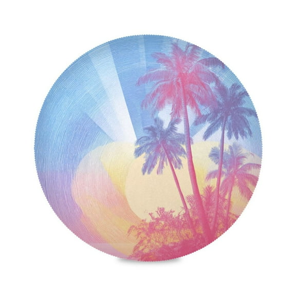 Round Placemat Heat Resistant & Wrinkle-Free Dining Table Decor Placemat For Home & Weddings Gradient Color Background