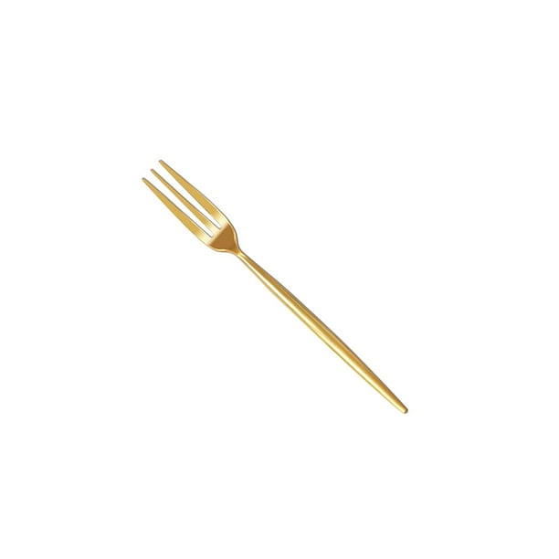Yuarrent Tenedor de fruta, pastel de aperitivos, superficie de espejo de caramelo, vajilla, utensilios de cocina, palillos de sólidos, Mostrada Oro