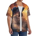 thumbnail image 2 of Yiaed Sunset Dancing Dolphin Print Mens Casual Wrinkle Free Shirts Short Sleeve Button Down Summer Stretch Dress Shirt-Small, 2 of 5