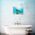 thumbnail image 5 of Green Sea Turtle Wall Decor Tropical Canvas Prints Hawaii Turtle Picture Gift Florida Sea Life Teal Watercolor Ocean Animal Painting Small Framed Pictures for Bathroom Living Room Office 16x12 Inch, 5 of 6