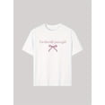 thumbnail image 1 of Girls' Casual Short-Sleeve T-Shirt with "I'm Literally Just a Girl" Graphic, Bow Design & Ribbed Hem - Soft Cotton, Machine Washable, All-Season Comfort Fit for Casual Attire, Girls Shirts, 1 of 6