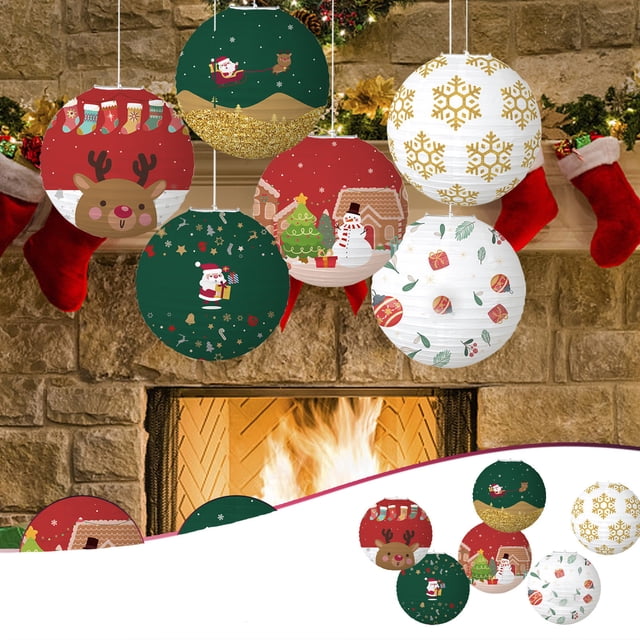 Birdeem Outdoor Christmas Decorations, Christmas Tree Decorations, 6 Pcs Christmas Decorations Party Paper Lanterns Set, Christmas Trees Decorations,For Christmas Party Decor