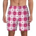 thumbnail image 2 of Picia Plaid Heart pattern Mens Swim Trunks with Compression Liner Stretch Beach Shorts Quick Dry with Zipper Pockets No-Chafing Board Shorts-XX-Large, 2 of 9