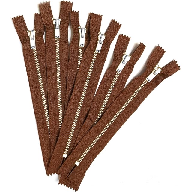 10 pcs Silver Metal Teeth #3 Teeth Zippers - Kyezi Design & Craft (Brown, 12 inch)