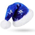 thumbnail image 1 of Christmas Hat for Adults, Deluxe Velours Santa Hat with Soft Liner, Plush Brim Santa Claus Santa Hat with Golden Sequins Snowflake for Men Women, 1 of 4
