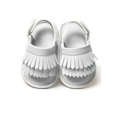 Toddler Baby Girls Tassel Sandals Anti-Slip Crib Shoes Soft Sole Prewalkers