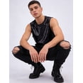 thumbnail image 5 of Men's Sequin Tank Top Sparkly Glitter Sleeveless Shirt Crew Neck Shiny Metallic Vest for Music Festival, Disco Party, Stage Performance Black 2XL, 5 of 7